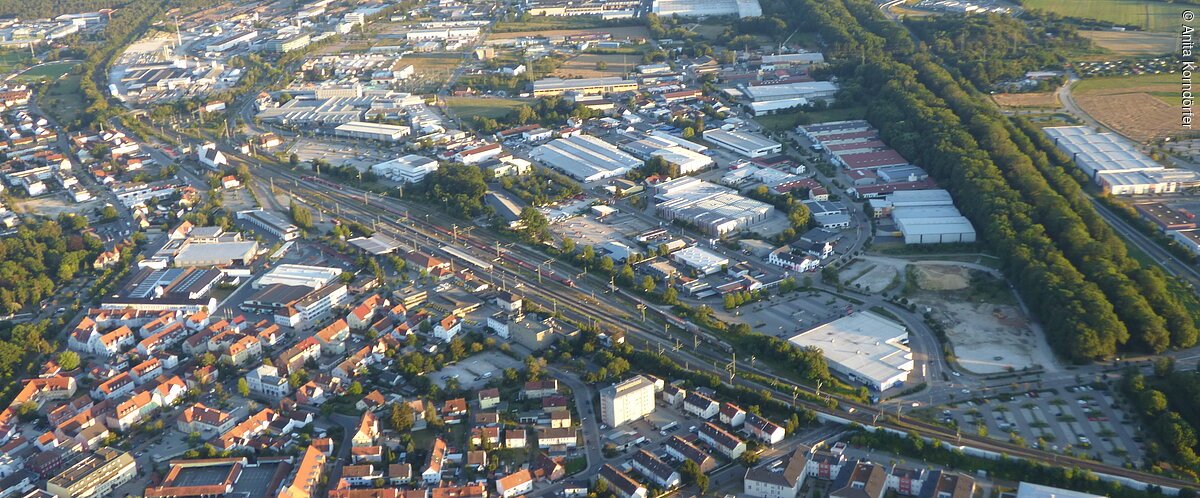 Luftaufnahme vom Bahnhof Neumarkt